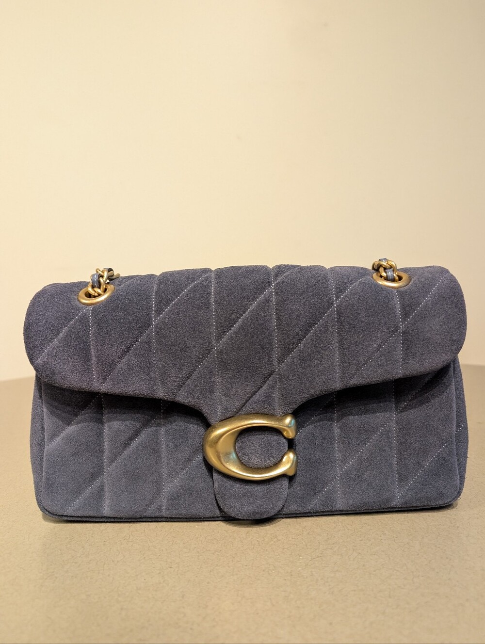 Coach Tabby Shoulder Bag 26 With Quilting Light Denim Suede